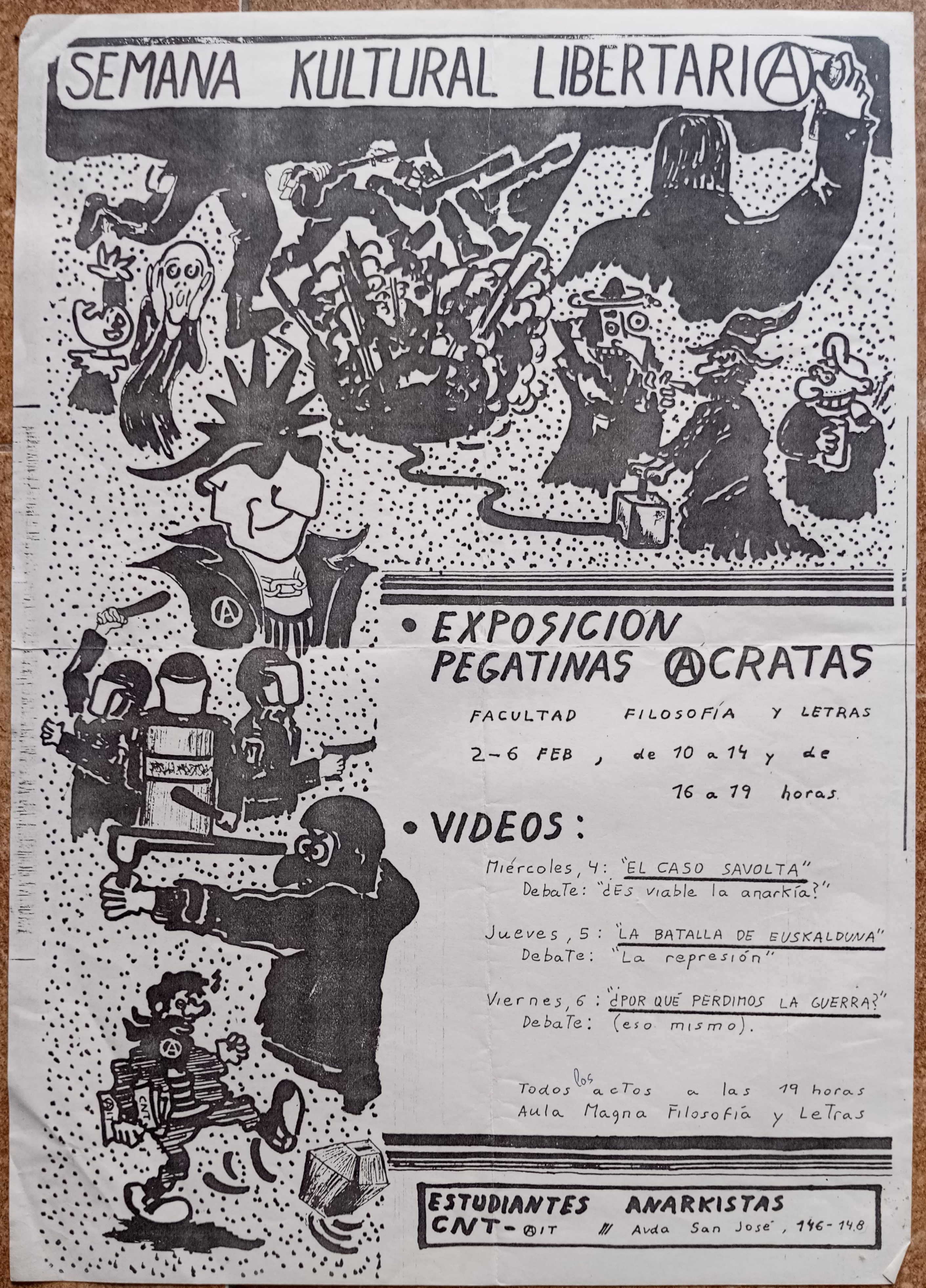 Semana Cultural Libertaria: exposición de pegatinas ácratas
