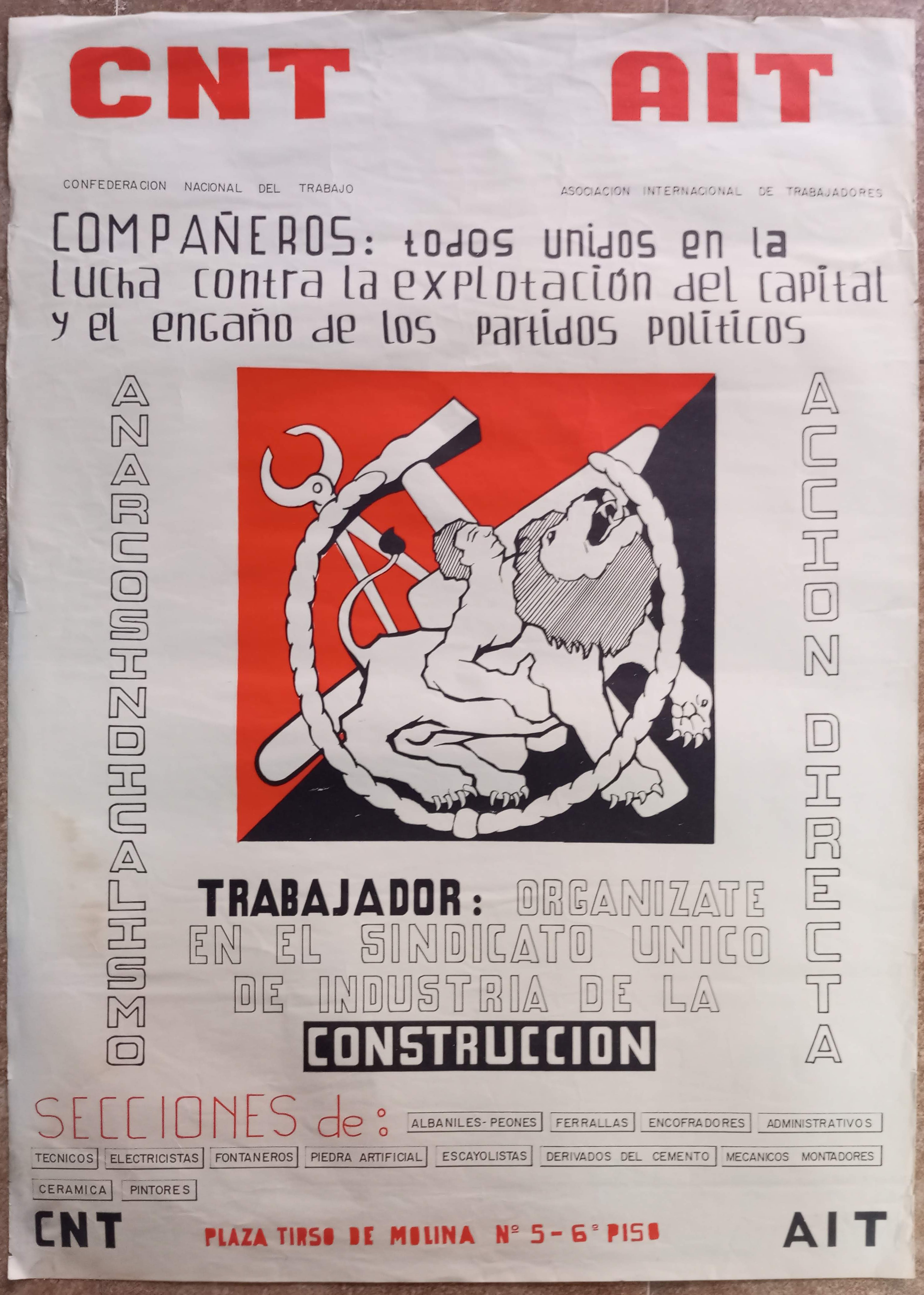 Trabajador: construcción. Secciones de CNT-AIT