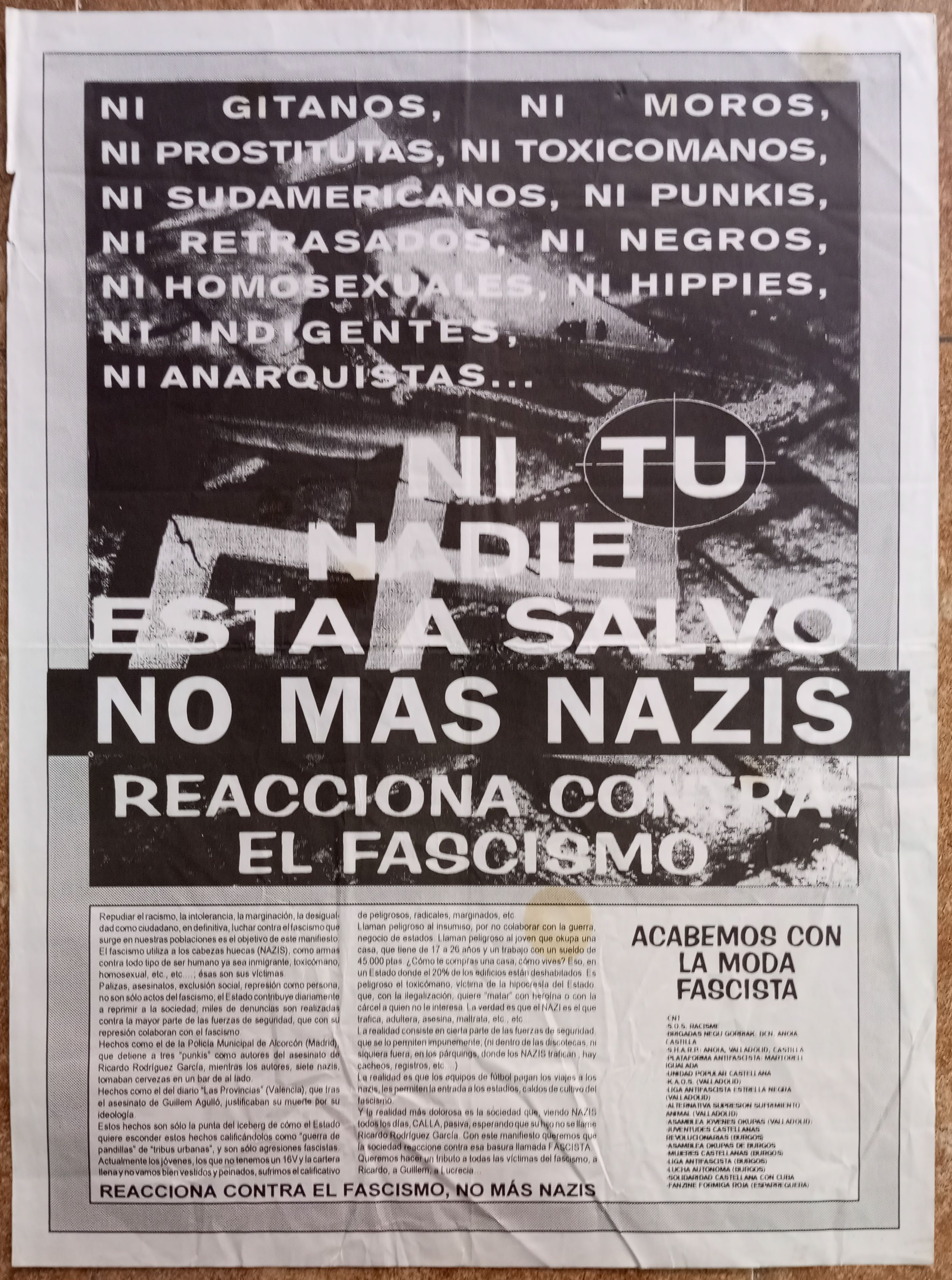 Ni tu madre está a salvo. No más nazis. Reacciona contra el fascismo
