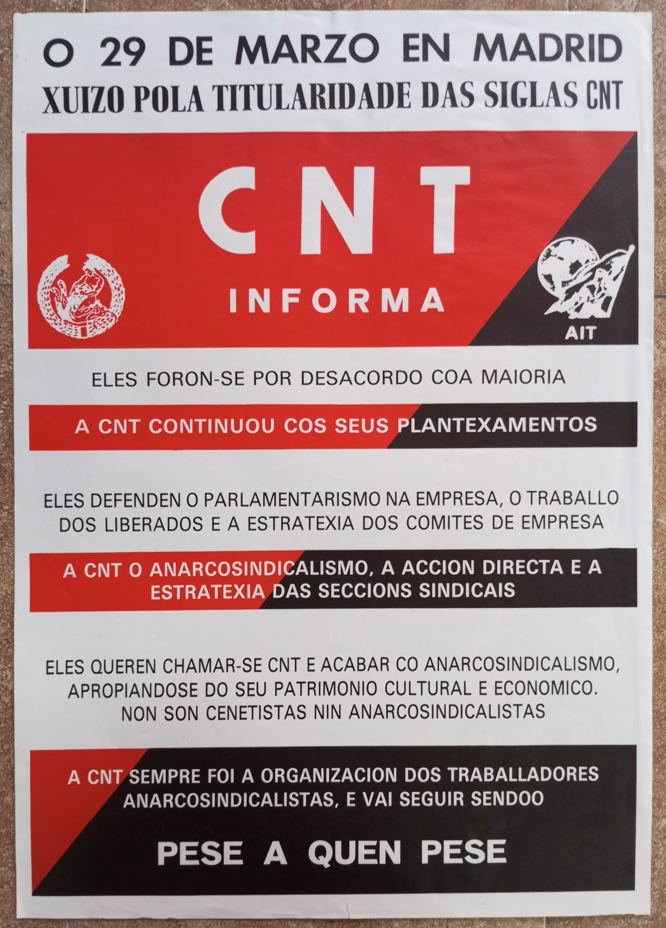 29 de marzo en Madrid: juicio por la titularidad de las siglas CNT