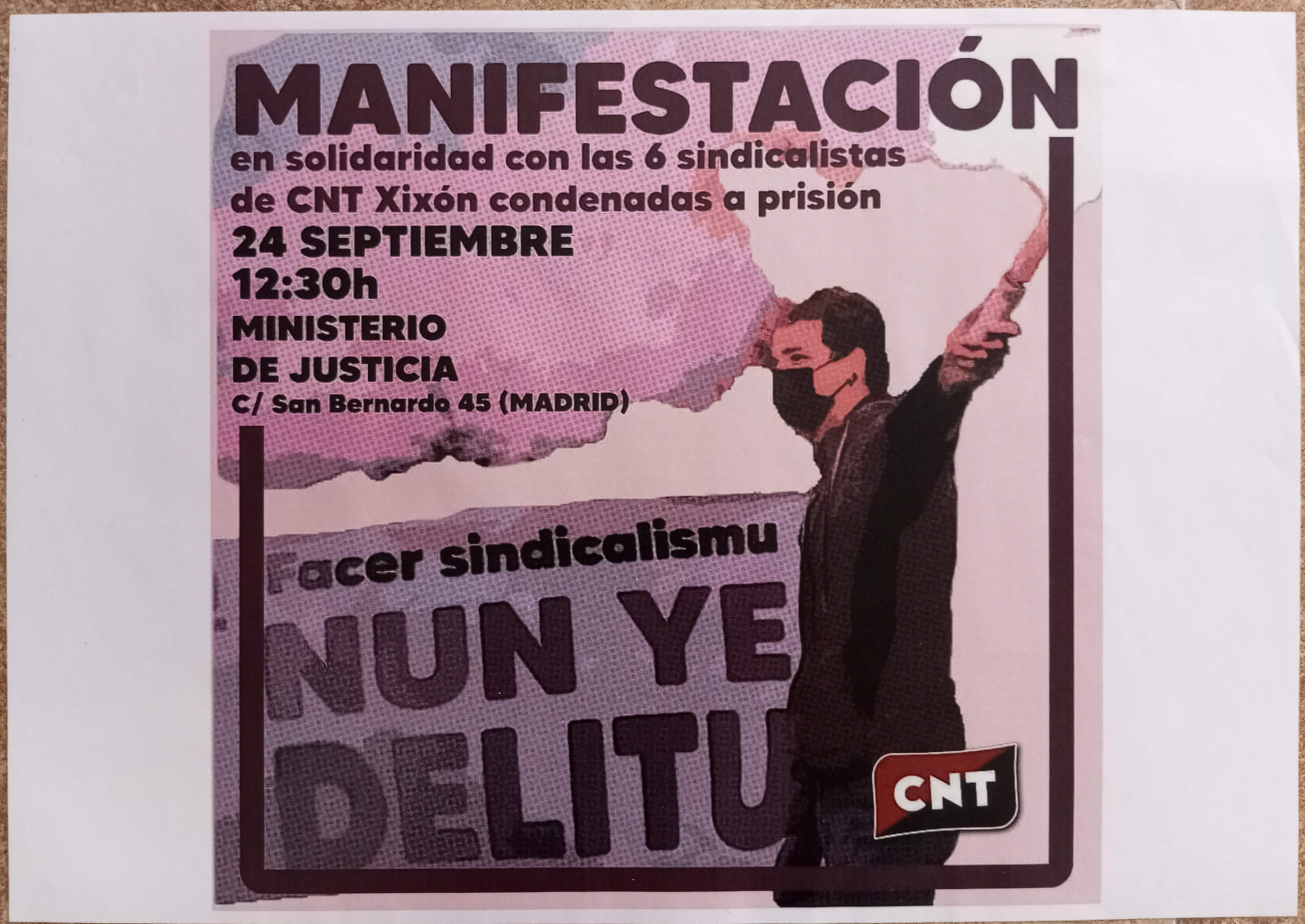Manifestación en solidaridad con las seis sindicalistas de CNT Xixón condenadas a prisión