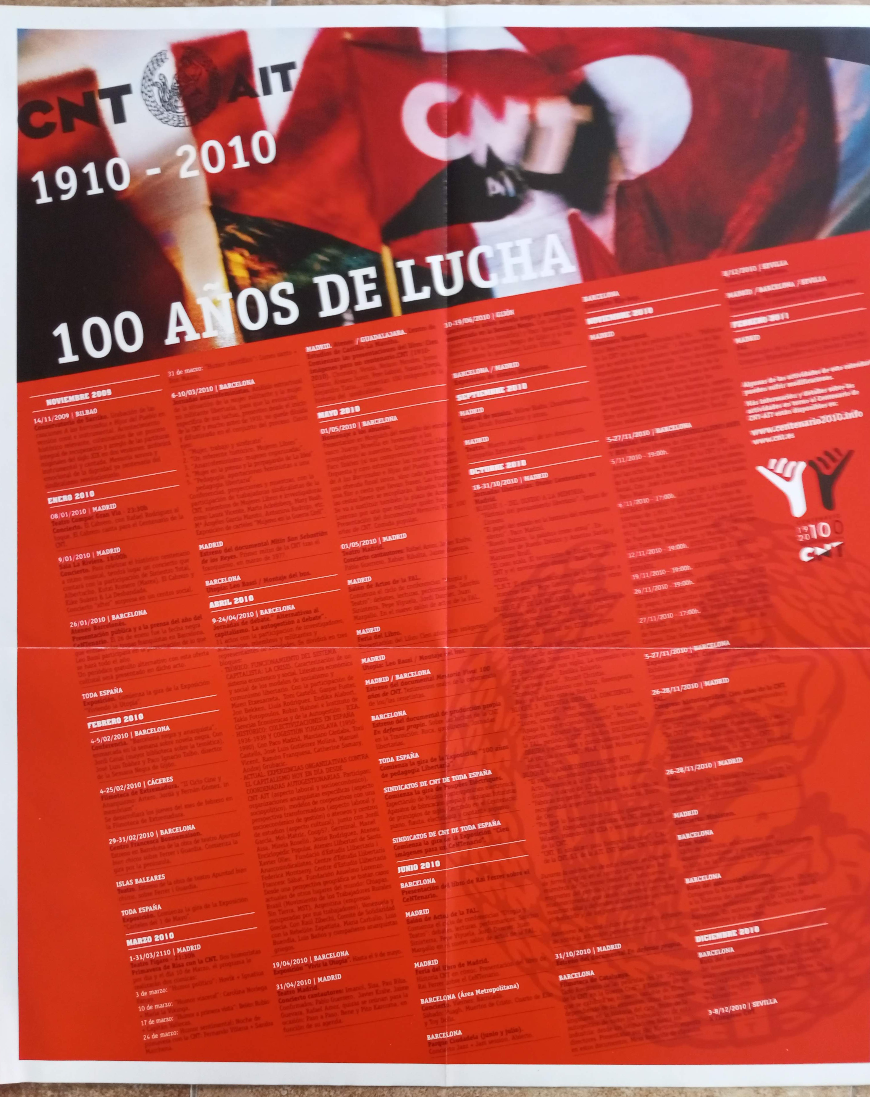 CNT-AIT 1910–2010. 100 años de lucha. Calendario de actividades del Centenario