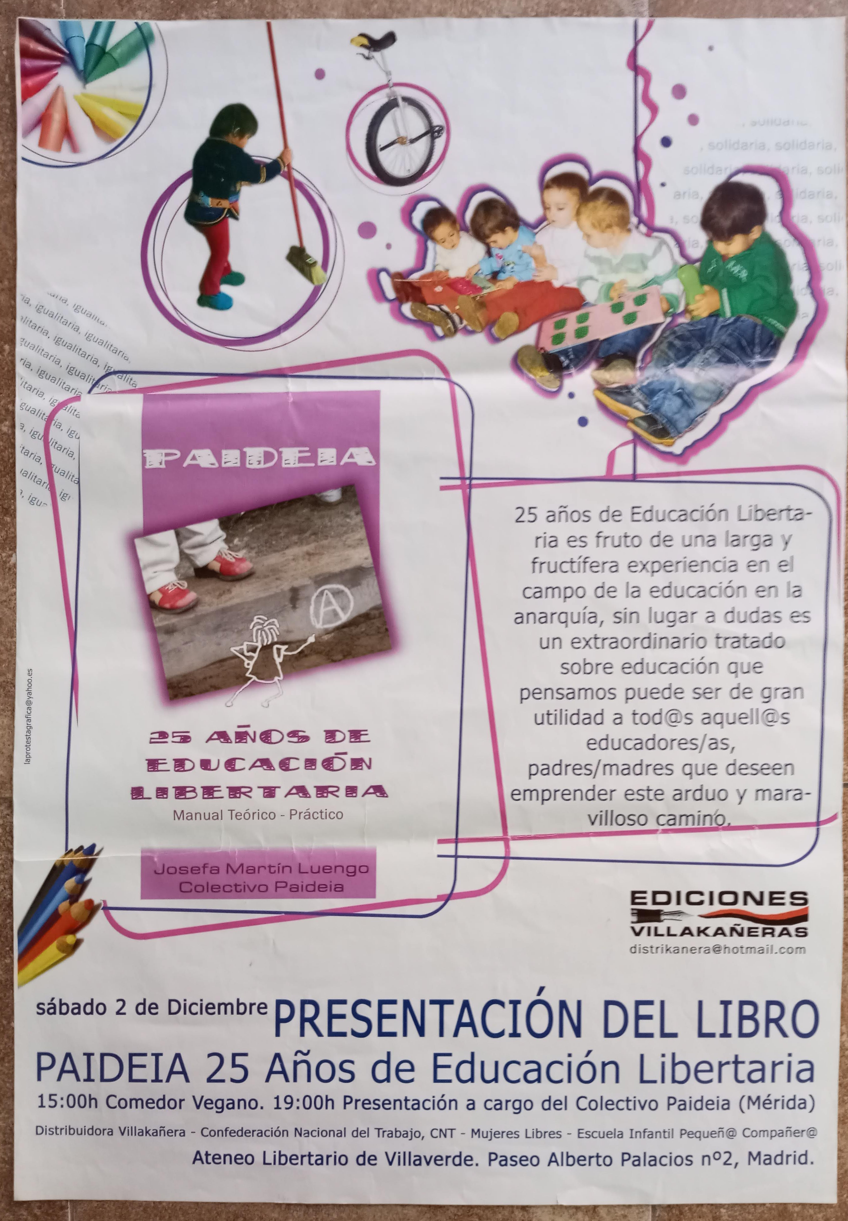 Presentación del libro Paideia: 25 años de educación libertaria