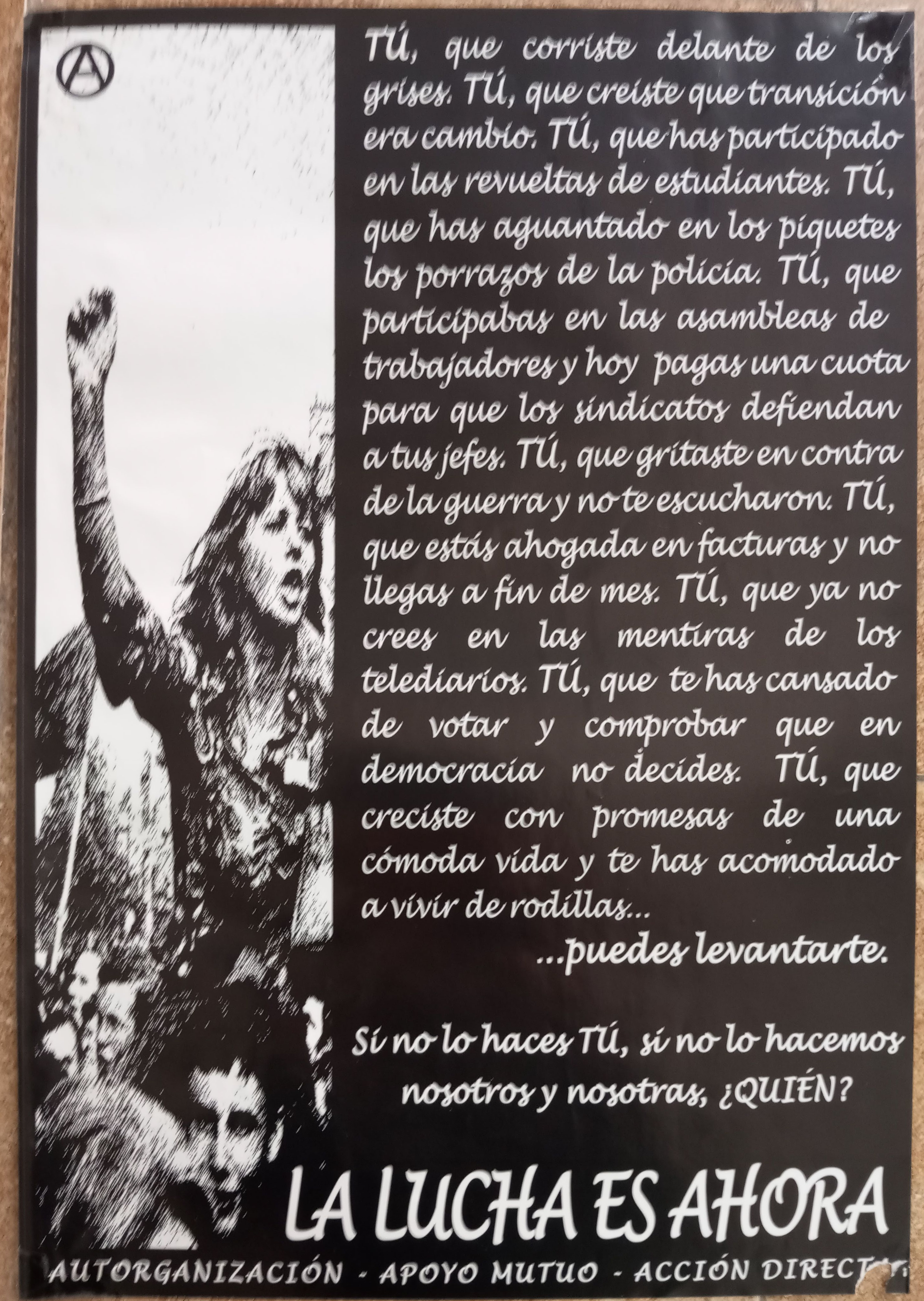 La lucha es ahora. Autoorganización, apoyo mutuo, acción directa