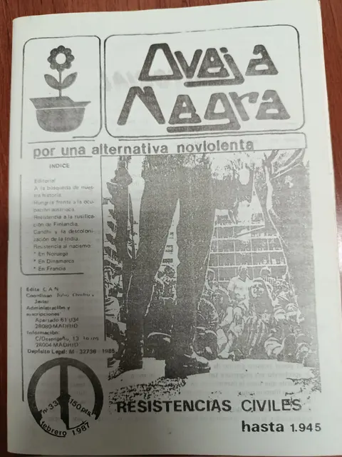 Vista principal de Oveja Negra: por una alternativa no violenta, n.º 33. Resistencias civiles hasta 1945