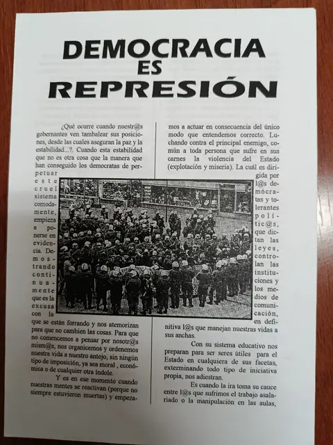 Vista principal de Democracia es represión