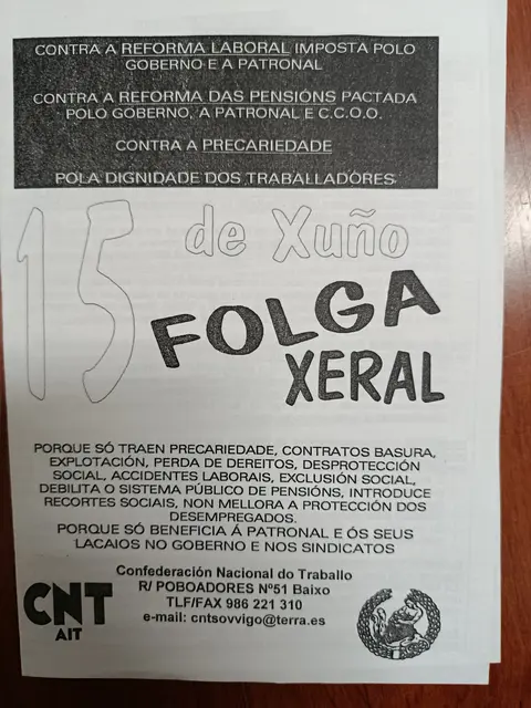 Vista principal de 15 de Xuño. Folga Xeral
