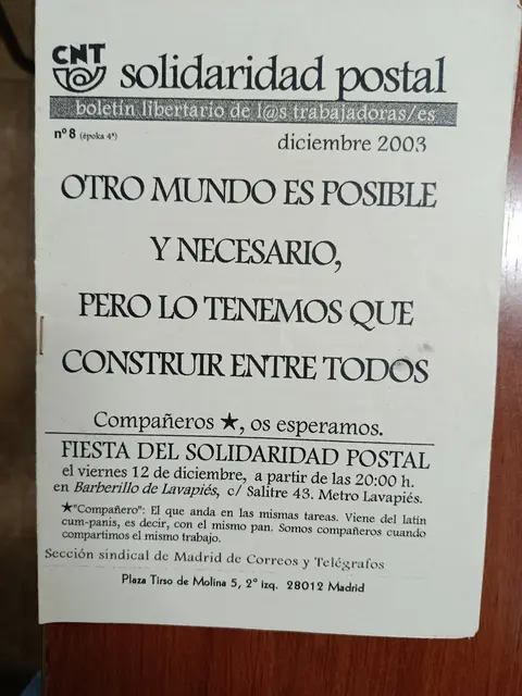 Vista principal de Solidaridad Postal