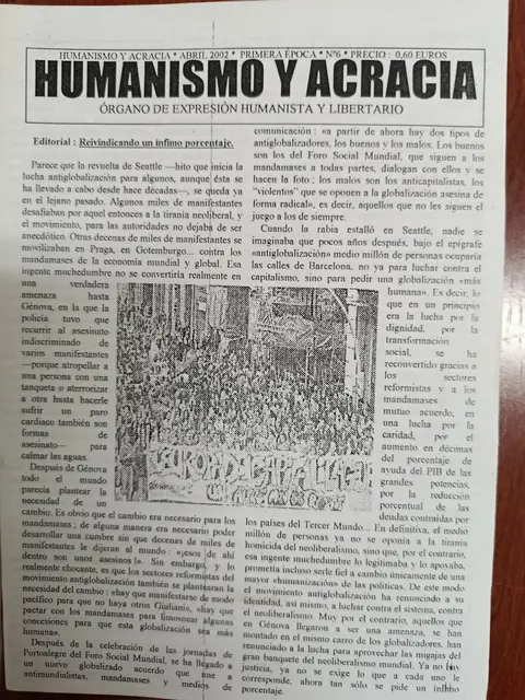 Vista principal de Humanismo y Acracia