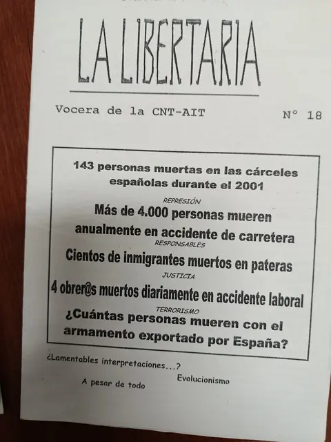 Vista principal de La Libertaria