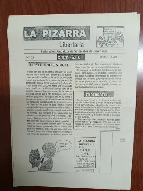 Vista principal de La Pizarra Libertaria