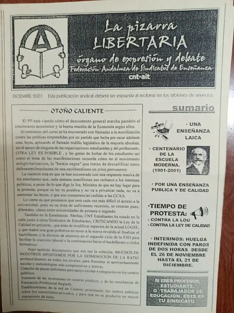 Vista principal de La Pizarra Libertaria