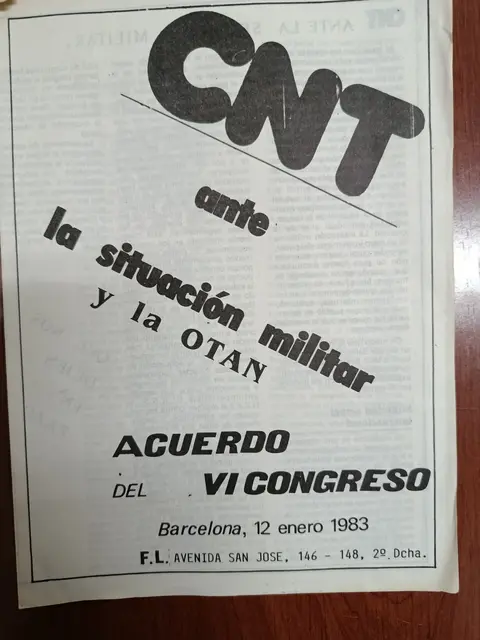 Vista principal de Acuerdo del V Congreso ante la situación militar y la OTAN