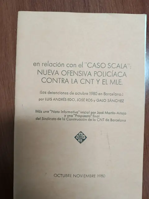 Vista principal de En relación con el Caso Scala: nueva ofensiva policiaca contra la CNT y el MLE