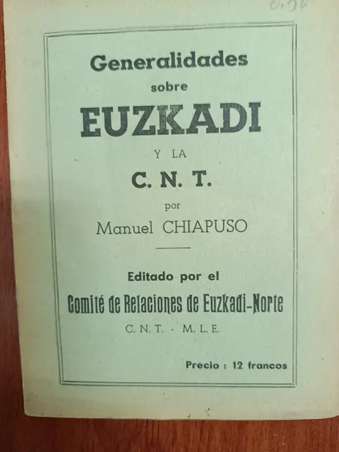 Vista principal de Generalidades sobre Euskadi y la CNT