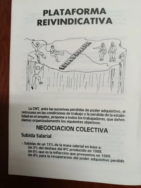 Vista principal de Plataforma reivindicativa de CNT para la negociación colectiva de 1989
