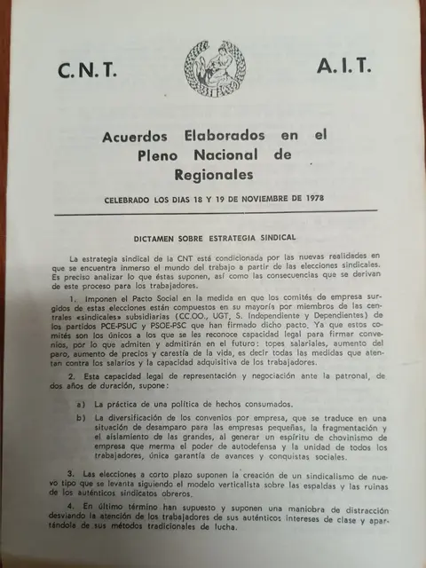 Vista principal de Dictamen sobre estrategia sindical