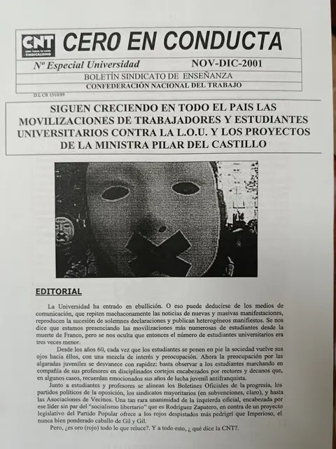 Vista principal de Cero en Conducta, especial Universidad