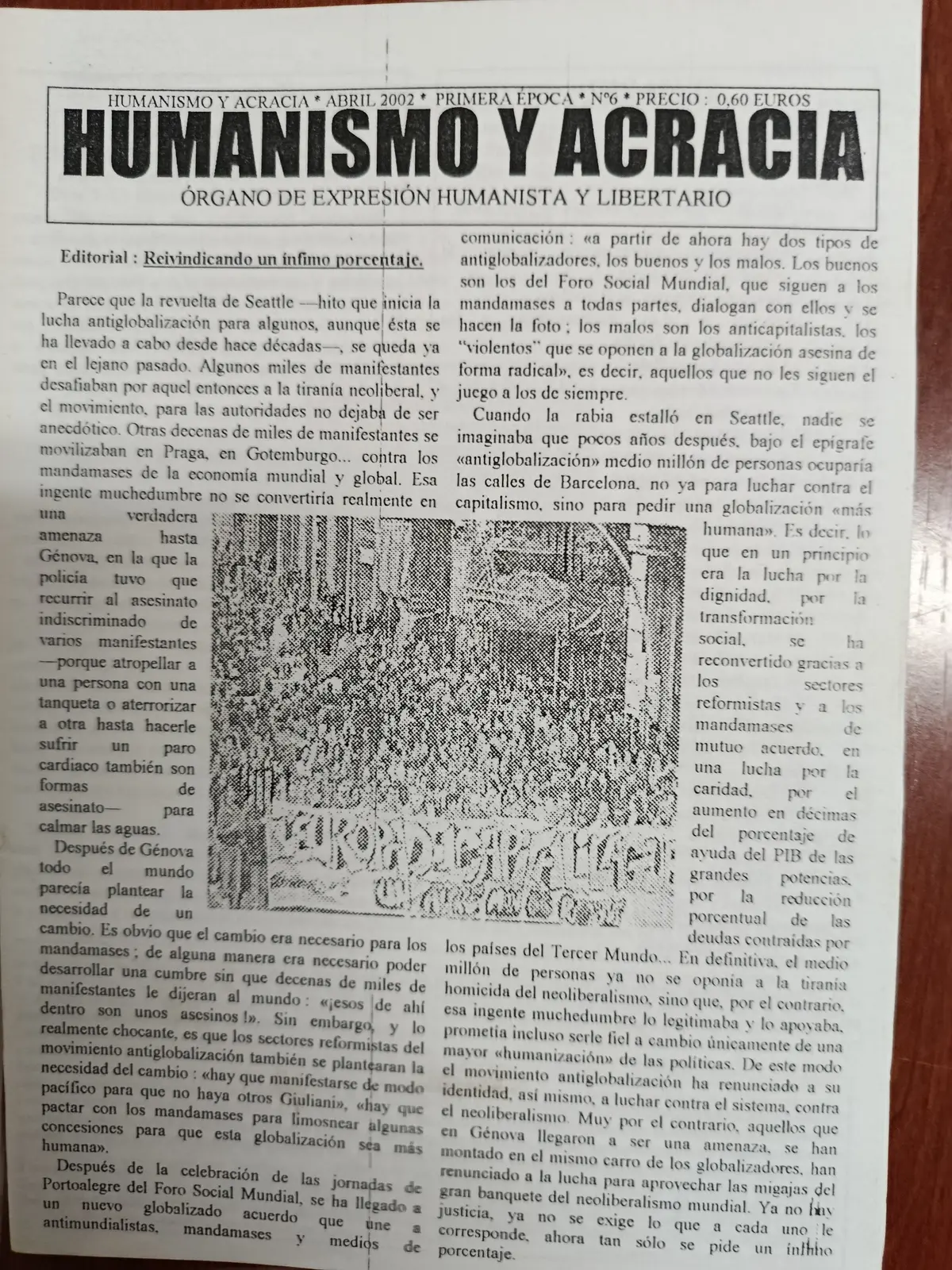 Vista principal de Humanismo y Acracia