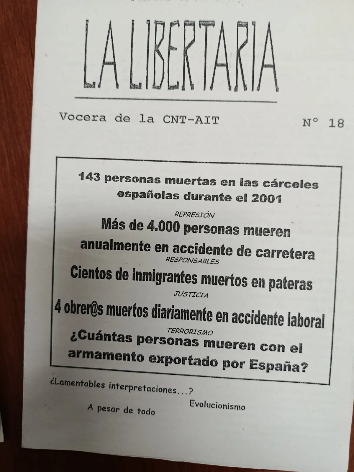 Vista principal de La Libertaria