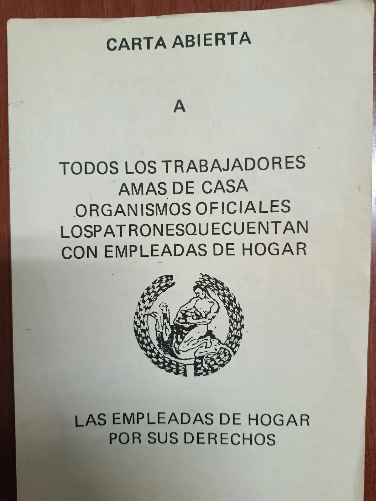 Vista principal de Carta abierta a todos los trabajadores, amas de casa, organismos oficiales, patronos que cuentan con empleadas de hogar y empleadas de hogar