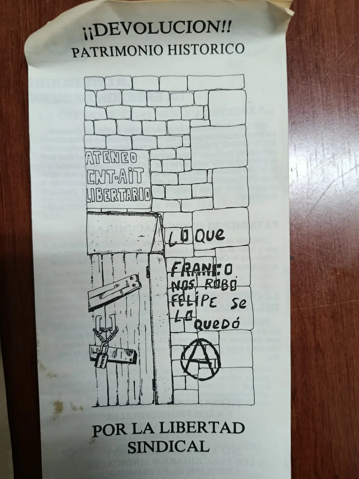 Vista principal de ¡¡Devolución!! Patrimonio histórico. Por la libertad sindical