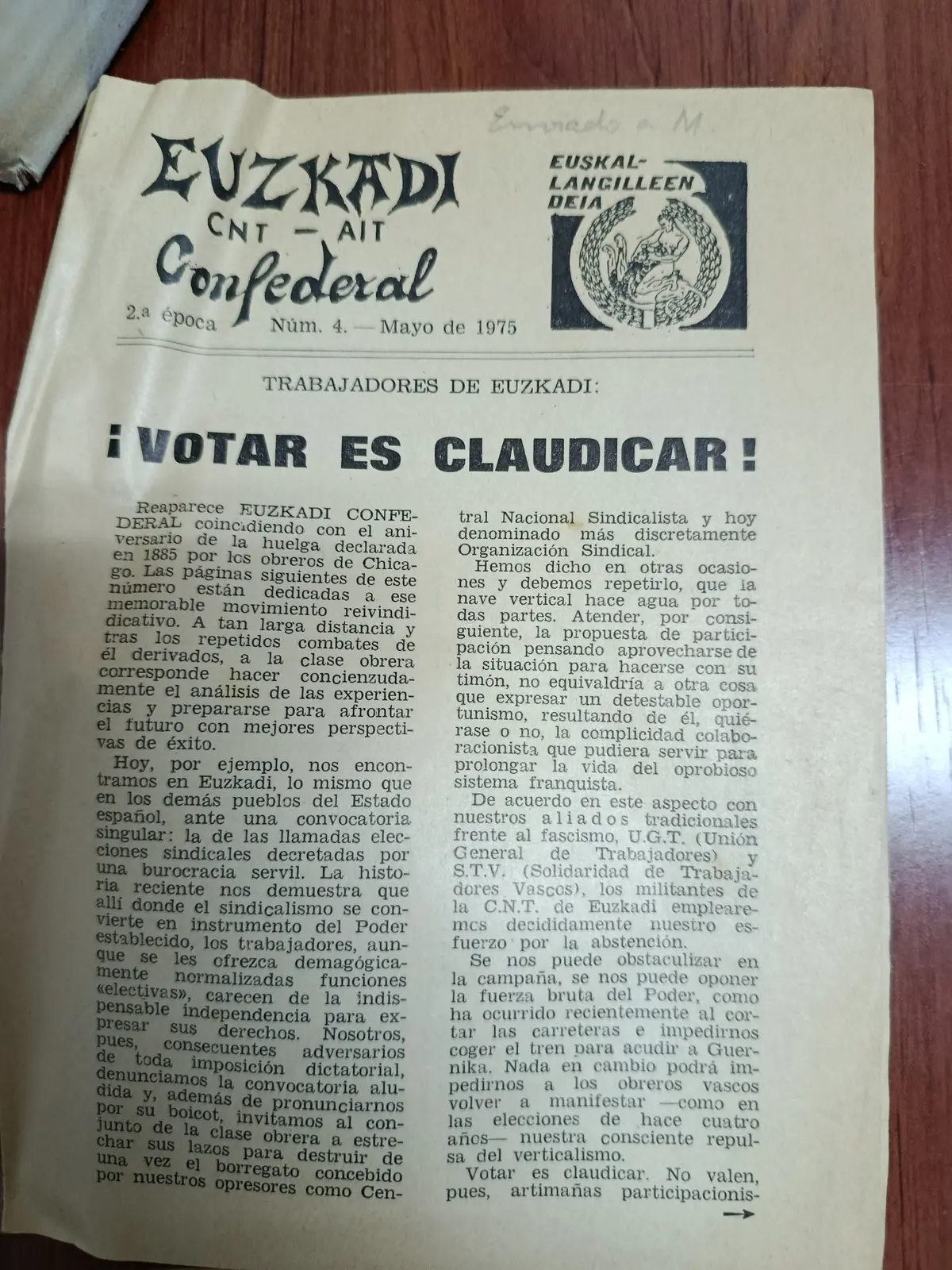 Vista principal de Euzkadi Confederal