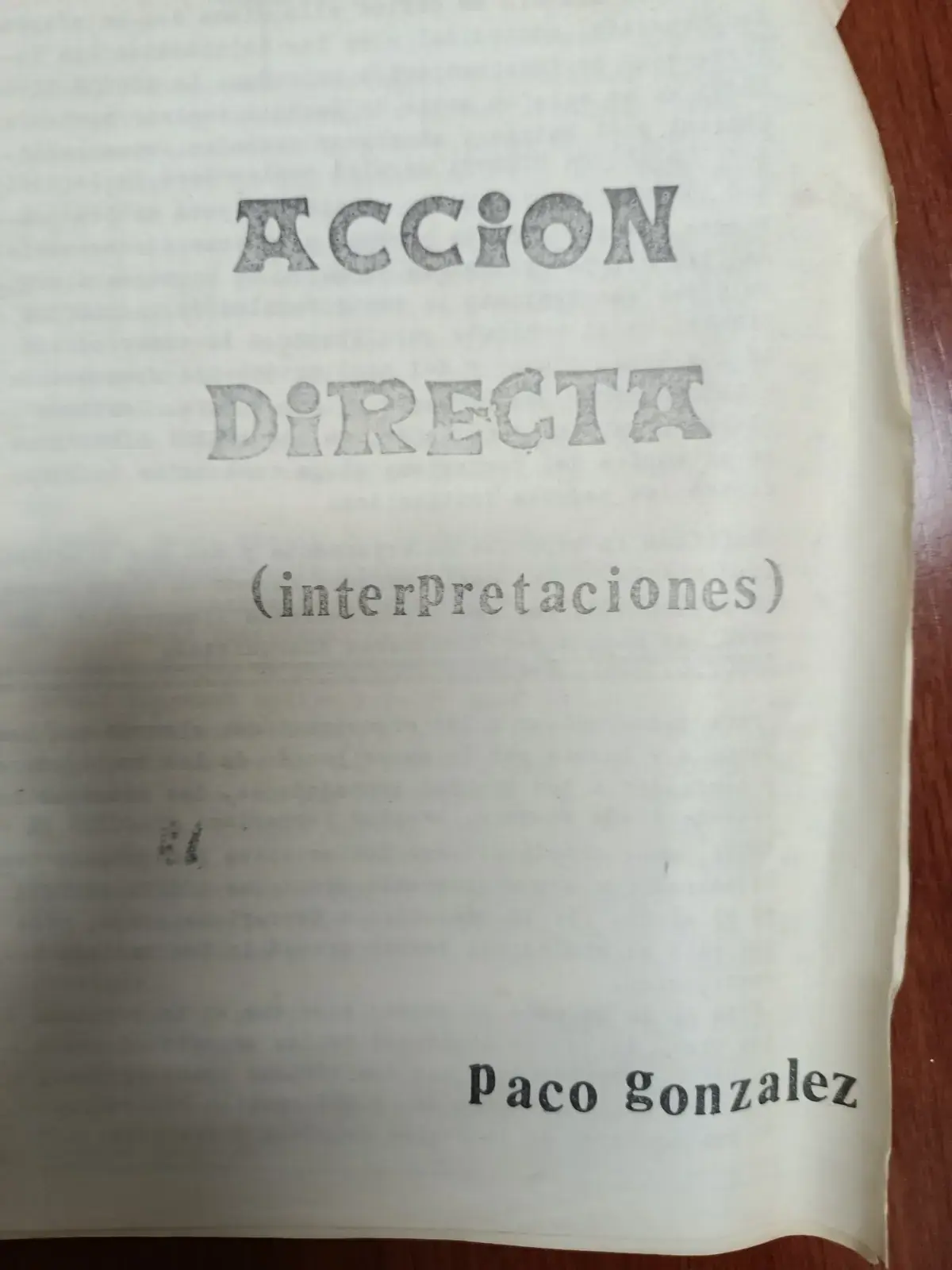 Vista principal de Acción directa (interpretaciones)
