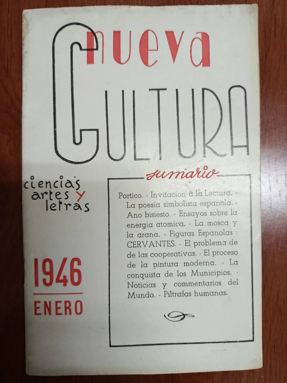 Vista principal de Nueva Cultura: ciencias, artes y letras