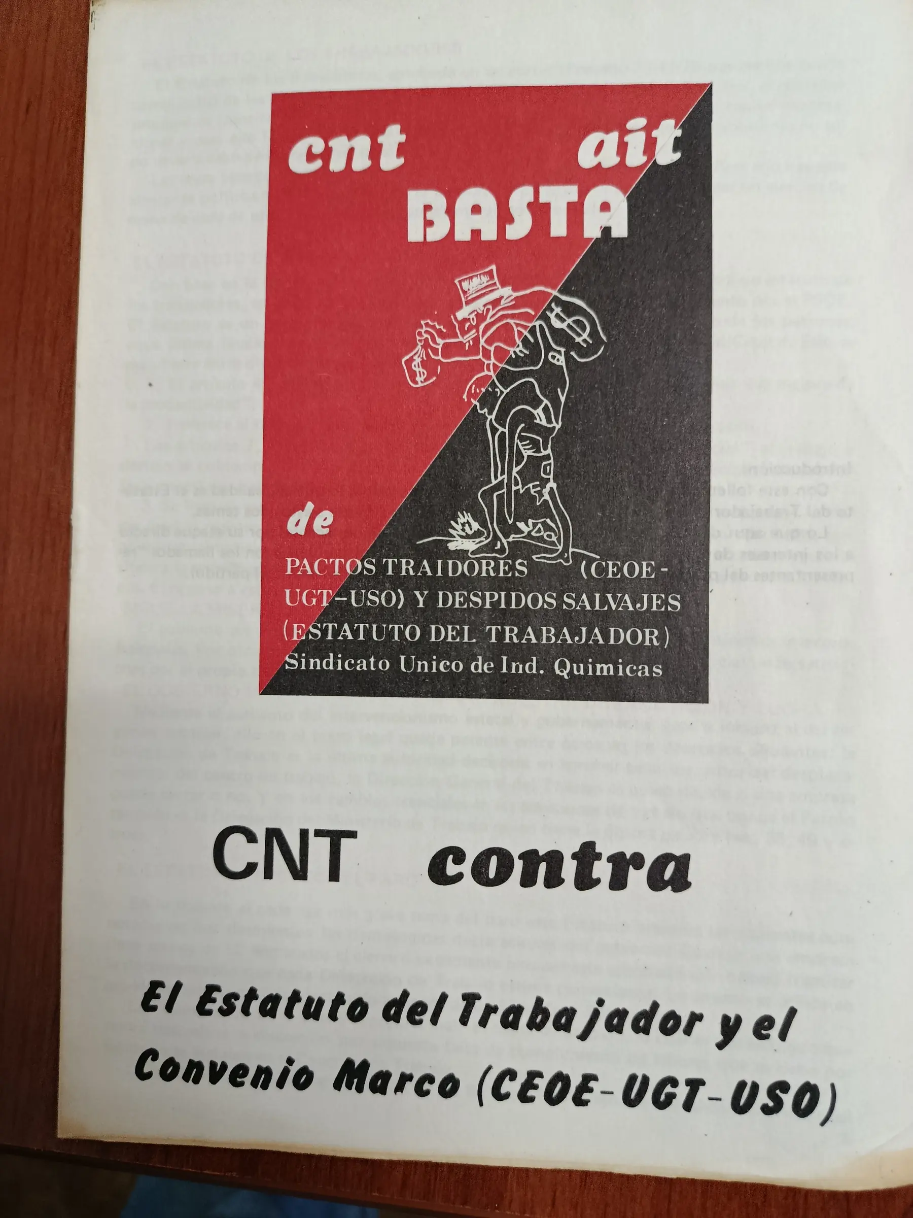 Vista principal de CNT contra el Estatuto del Trabajador y el Convenio Marco (CEOE-UGT-USO)