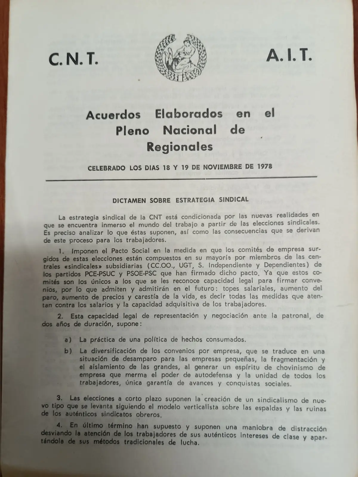 Vista principal de Dictamen sobre estrategia sindical