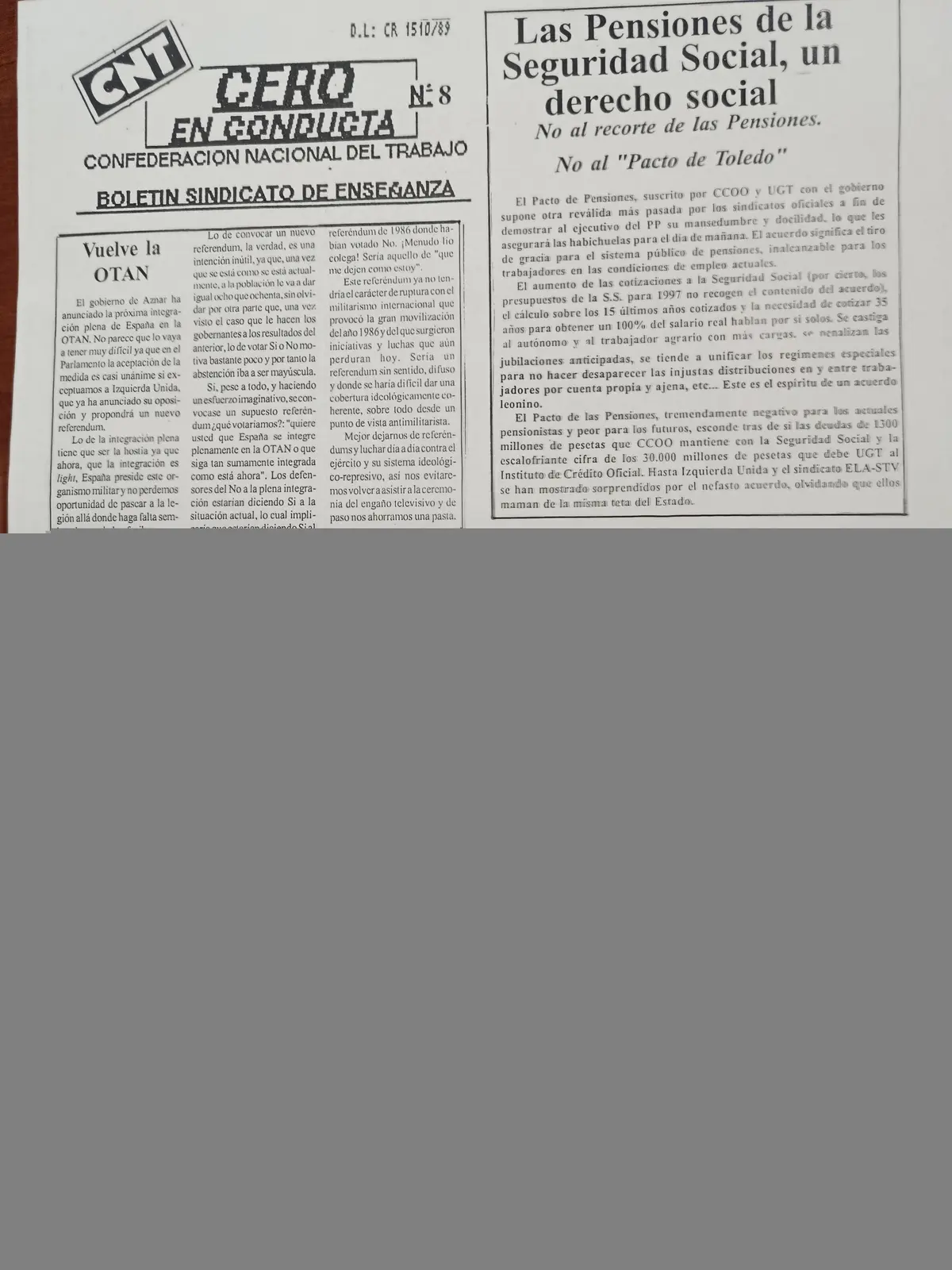 Vista principal de Cero en Conducta, n.º 8 [fragmento superior de página]