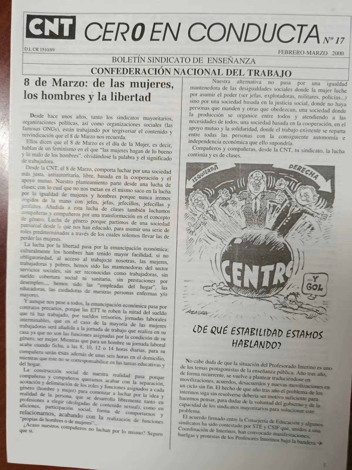 Vista principal de Cero en Conducta, n.º 17