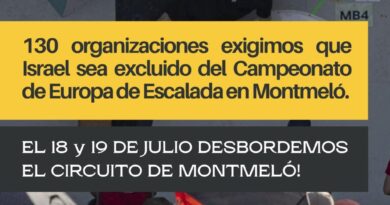 Pedimos a la FEDME que apoye la suspensión de la Federación Israelí de Escalada